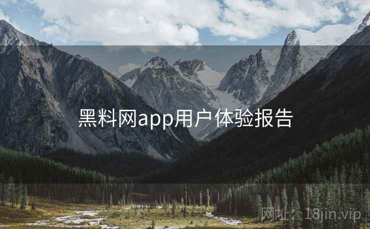 黑料网app用户体验报告